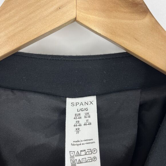 Spanx Blazer Size Large Womens Black Perfect Blazer Single Button Stretch Ponte - Picture 3 of 7